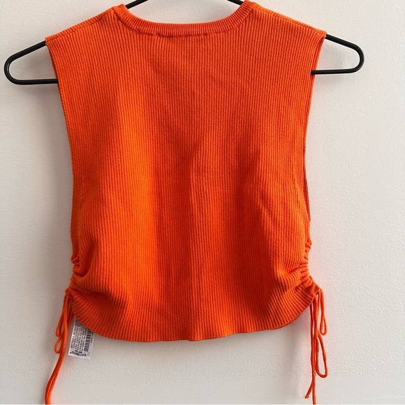 Zara Ribbed Knit Orange Cropped Tee Medium - Picture 8 of 8
